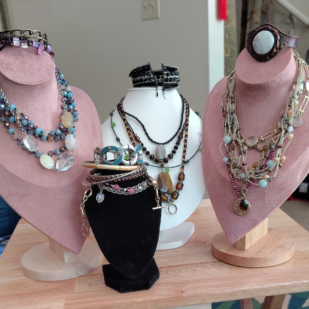 Liz Claiborne Blue and Gold Layered Necklace Set